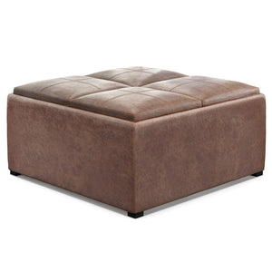 English Elm Avalon Square Storage Ottoman Coffee Table In Distressed Umber Brown - Versatile, Stylish & Functional B136P159752