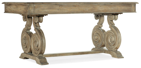 Hooker Furniture Castella Rustic Writing Desk With Scroll Base, Antique Slate Finish, Keyboard Drawer & Organized Storage 5878-10459-80
