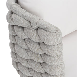 Bernhardt Bernhardt Santa Cruz Outdoor Arm Chair Nordic Grey Sock Weave Aluminum Frame Silver Mist Legs, Plush Cushions X02545Q