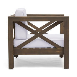 English Elm Brava Outdoor Acacia Wood Club Chair with Slatted Cross-back Mid-century Patio Design 65545.00WHI
