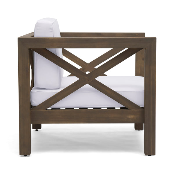 English Elm Brava Outdoor Acacia Wood Club Chair with Slatted Cross-back Mid-century Patio Design 65545.00WHI