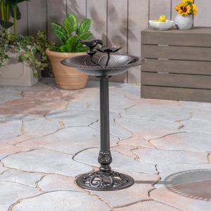 English Elm Christopher Knight Home® - Outdoor Aluminum and Iron Bird Bath Antique Bronze Finish — Rust‑Proof Cast Aluminum Basin, Cast Iron Base, Handcrafted Detail, 33.5" Height 64411.00COP