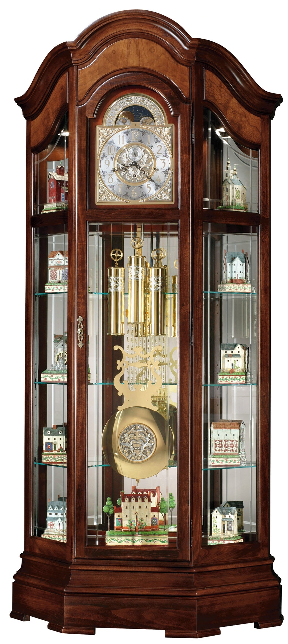 Hekman Furniture 610939 Majestic Ii Grandfather Clock With Curio Shelves, Adjustable Chimes & Elegant Cherry Finish Windsor Cherry Majestic Ii Grandfather Clock 610939