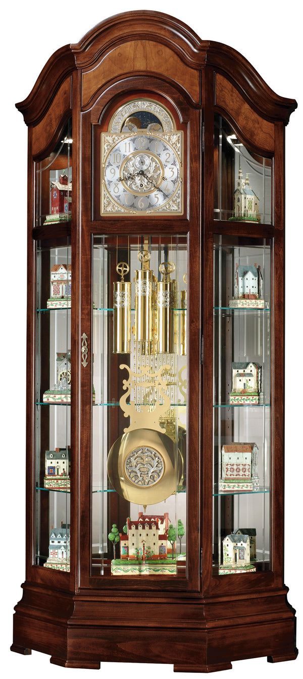 Hekman Furniture 610939 Majestic Ii Grandfather Clock With Curio Shelves, Adjustable Chimes & Elegant Cherry Finish Windsor Cherry Majestic Ii Grandfather Clock 610939
