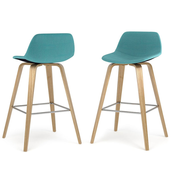 English Elm Randolph Mid-Century Modern Aqua Blue Bentwood Counter/Bar Stools Set Of 2 For Stylish Dining B136P159450-GIGA