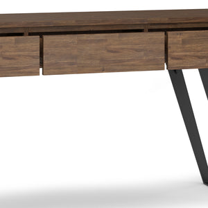 English Elm Lowry Console Sofa Table - Handcrafted Rustic Charm With Metal Legs & Concealed Storage Drawers B136P158854