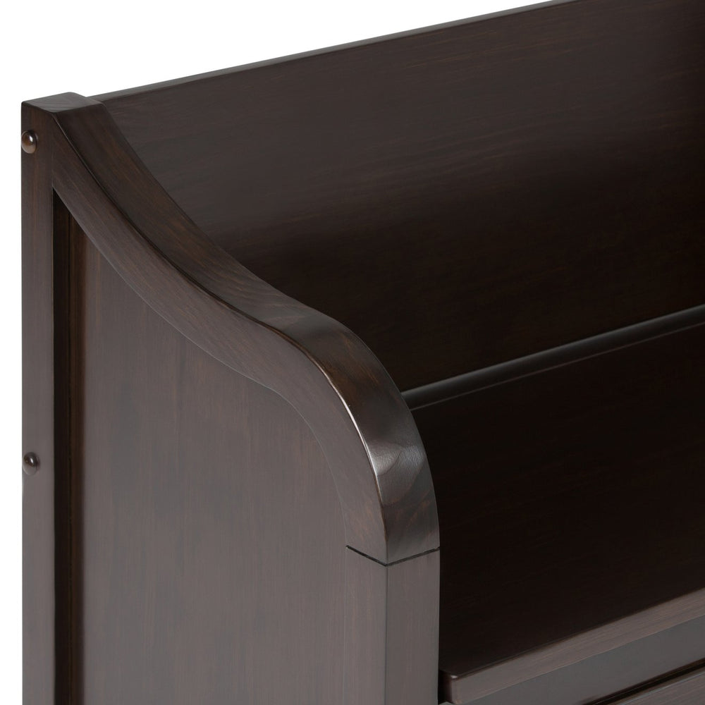 English Elm Connaught Entryway Storage Bench - Handcrafted Dark Chestnut Brown With Safety Hinges & Style B136P158130