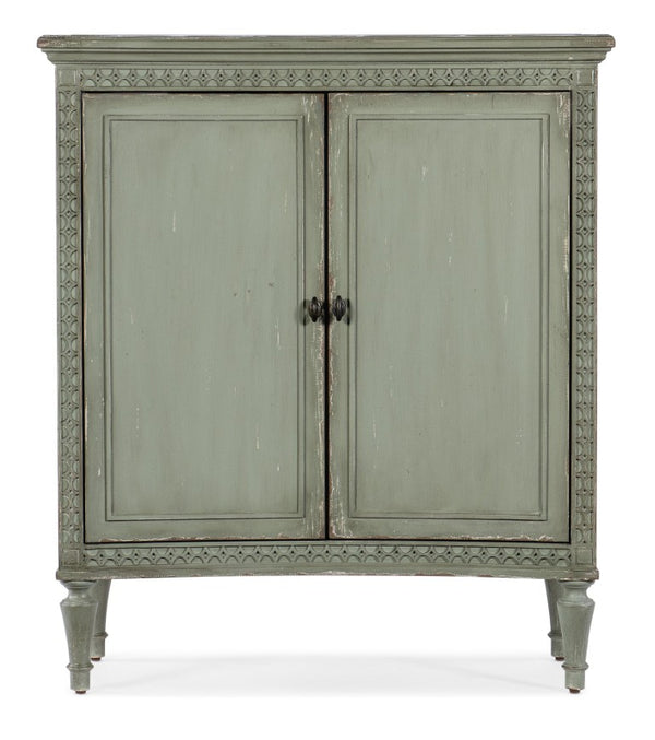 Hooker Furniture Charleston Verdigris Green Two-Door Accent Chest With Soft-Close Doors, Fretwork & Adjustable Shelf 6750-50001-32