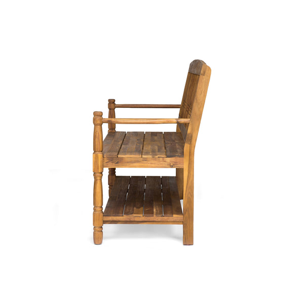 English Elm Imperial Solid Acacia Wood Farmhouse Bench with Lower Shelf for Entryway 62539.00