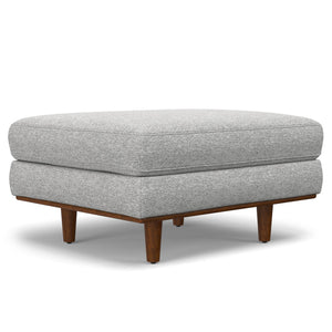 English Elm Morrison Ottoman: Handcrafted Mist Grey Mid-Century Modern Design For Versatile Comfort & Style B136P159951