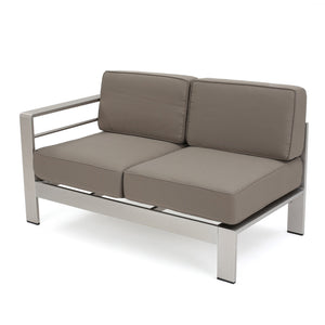English Elm Cape Coral Outdoor Sectional Sofa Set with Aluminum Frame and Glass Top Coffee Table 57589.00