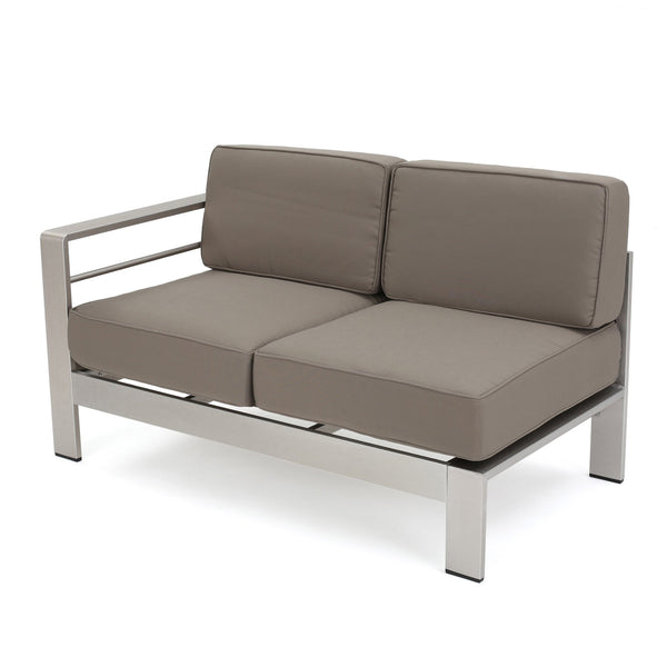 English Elm Cape Coral Outdoor Sectional Sofa Set with Aluminum Frame and Glass Top Coffee Table 57589.00