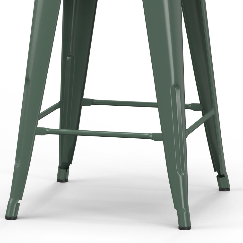 English Elm Rayne 24" Metal Counter Stools Set Of 2 - Stylish Deep Sage Green For Kitchen & Bar Seating B136P159482-GIGA