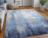 Feizy Rugs Indio Polyester/Polypropylene Machine Made Industrial Rug Ivory/Blue/Black 12' x 15'