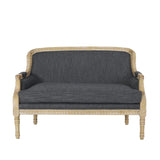 Christopher Knight Home® - Noble House - Trask French Country Fabric Upholstered Loveseat, Charcoal and Natural