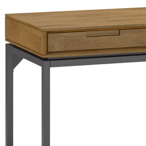 English Elm Banting Mid Century Wide Desk - Stylish Medium Saddle Brown With Versatile Storage & Metal Accents B136P158461