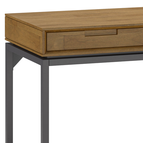 English Elm Banting Mid Century Wide Desk - Stylish Medium Saddle Brown With Versatile Storage & Metal Accents B136P158461