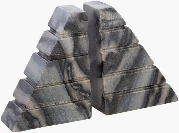 Surya Tikal Decorative Accent - Stylish Stone Bookend, Modern Home Decor, Easy Maintenance, India Made Gray Stone Tkl001-set