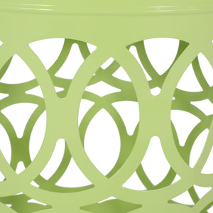 English Elm Outdoor Powder-coated Iron Nesting Accent Tables Set of 2 Laser-cut Circle Design Green 73606.00GRN