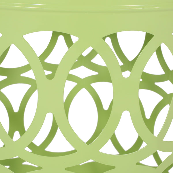 English Elm Outdoor Powder-coated Iron Nesting Accent Tables Set of 2 Laser-cut Circle Design Green 73606.00GRN