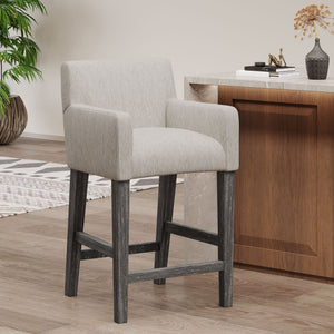 English Elm Upholstered Counter Stool with Rubberwood Frame for Kitchen Island or Home Bar 71252.00LGRY