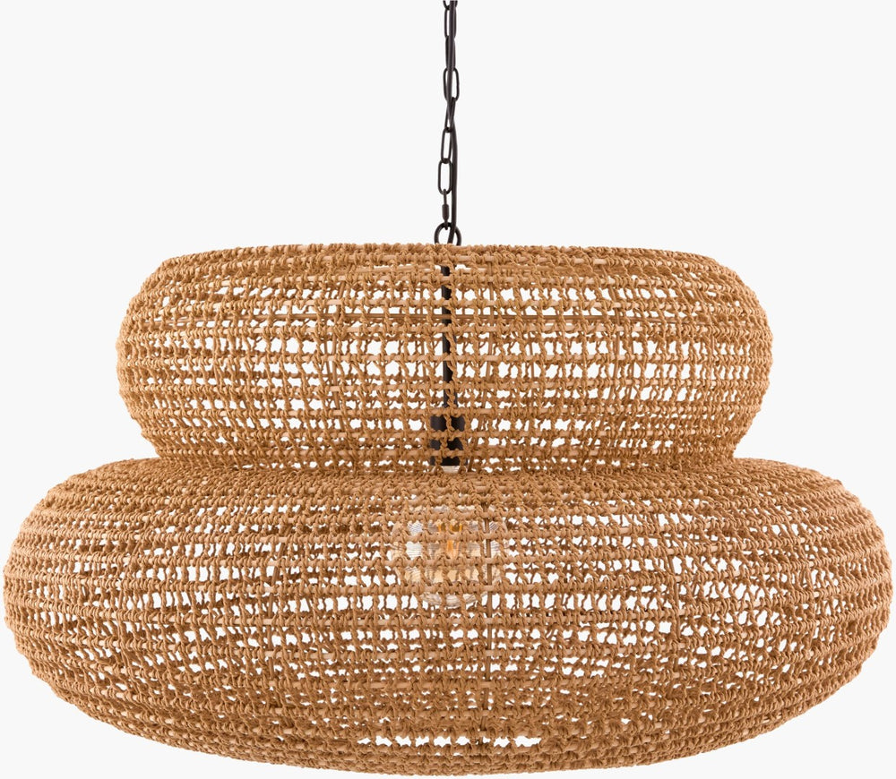 Surya Tekapo Hand-painted Paper Pendant Light Coastal Artisan Lantern for Dining Entryway TKP-001