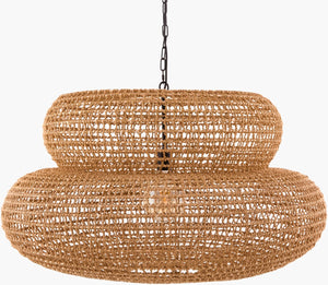 Surya Tekapo Hand-painted Paper Pendant Light Coastal Artisan Lantern for Dining Entryway TKP-001