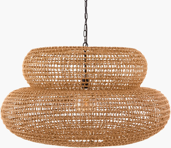Surya Tekapo Hand-painted Paper Pendant Light Coastal Artisan Lantern for Dining Entryway TKP-001
