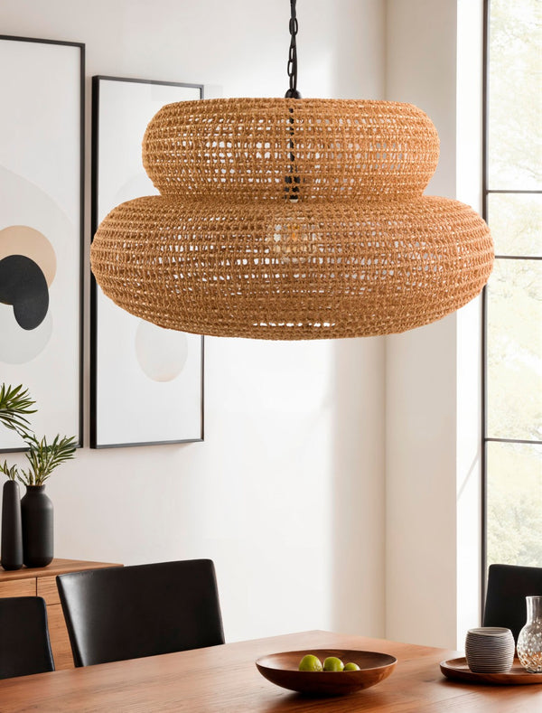 Surya Tekapo Hand-painted Paper Pendant Light Coastal Artisan Lantern for Dining Entryway TKP-001