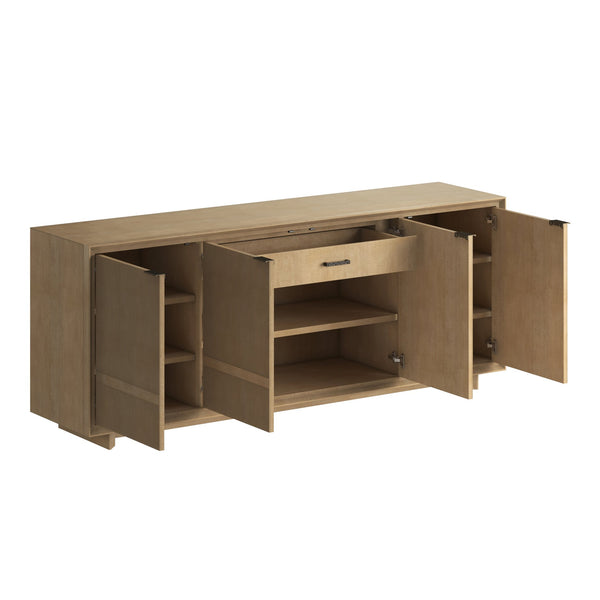 A.R.T. Furniture Loft Entertainment Console - Classic Contemporary Design With Stylish Vertically Grooved Doors Brown Material(S), Poplar,Rubberwood,Figured Maple 335422-1911