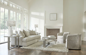 Bernhardt Bernhardt Tempo Cocktail Table With Sandblasted Satin Nickel Base And Larza Wire‑Brushed Oak Tops, 56" Wide 346016