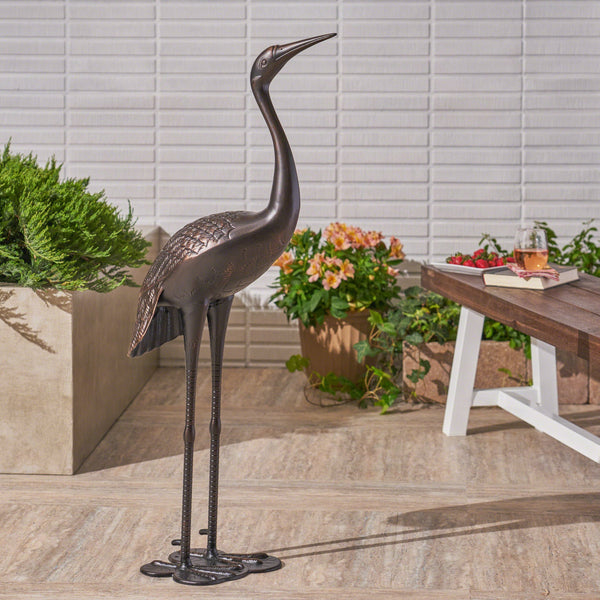 English Elm Christopher Knight Home® - Sunny Outdoor 43 Inch Aluminum Crane Set in Shiny Copper Antique Bronze Finish, Rust-Proof Garden Art Delight 62909.00SHNCOP