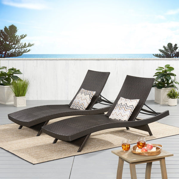 English Elm Christopher Knight Home® - Salem Pe Wicker Chaise Lounge Set - Adjustable, Ergonomic Outdoor Lounges For Poolside Relaxation 52005.00MP2