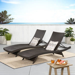 Christopher Knight Home® - Noble House - Salem Outdoor Brown Wicker Adjustable Chaise Lounge Chair - Set Of 2