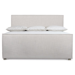 Bernhardt Bernhardt Sawyer Queen Upholstered Panel Bed In Greige Muslin With Stitched Flange, Wood Feet, Slat Support K1305