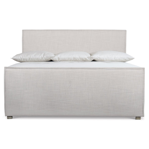 Bernhardt Bernhardt Sawyer Queen Upholstered Panel Bed In Greige Muslin With Stitched Flange, Wood Feet, Slat Support K1305