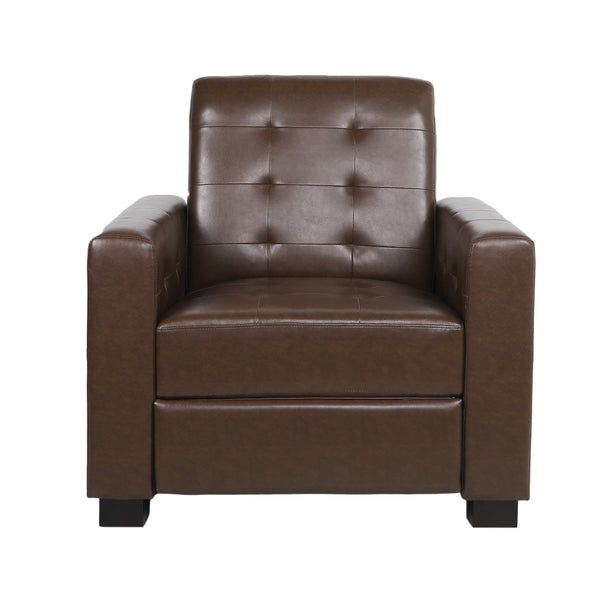 English Elm Christopher Knight Home® - RECLINER ergonomic PU leather lounge chair with plush padding and supportive design for home comfort and style Dark Brown 71978.00PUDBRN