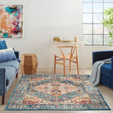 Nourison Passion PSN23 Machine Made Power-loomed Ornamental Border Indoor Only Bohemian Vintage Rug Ivory,Light Blue, Ivory Light Blue 100% Polypropylene 99446477286