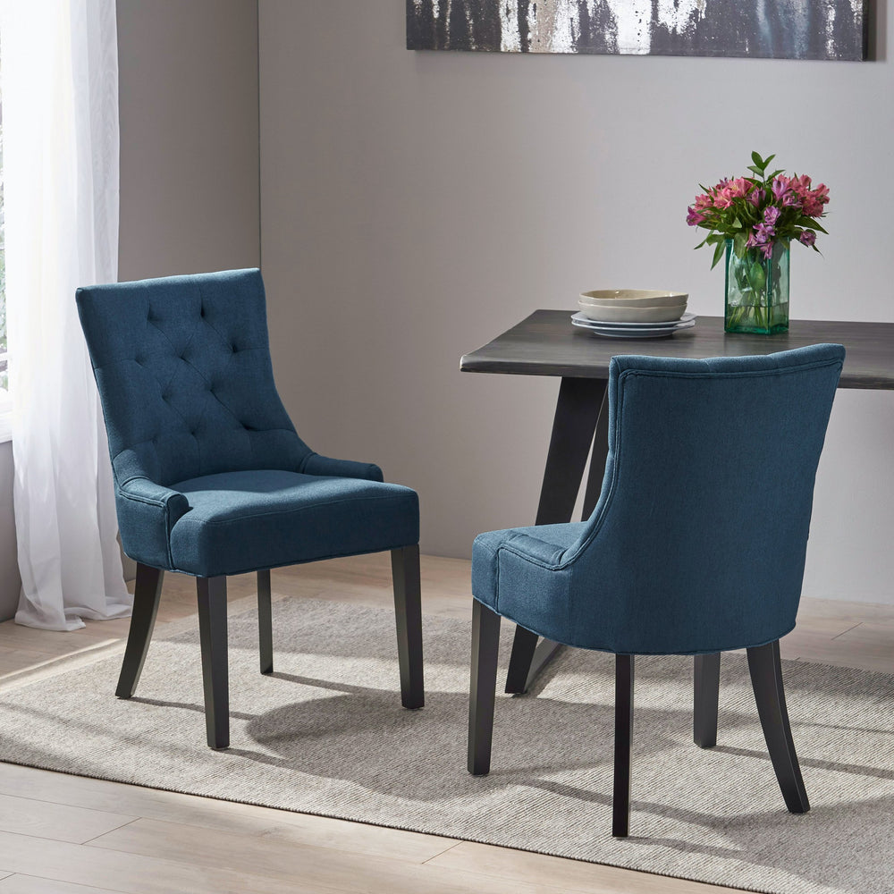 English Elm Cheney Tufted Upholstered Dining Chair Set with Solid Wood Legs for Modern Rooms 54181.00FNBLU