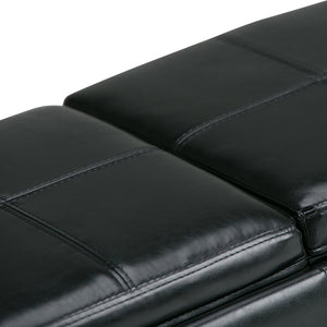 English Elm Avalon Storage Ottoman In Midnight Black – Stylish Vegan Leather Seating With Hidden Storage & Trays B136P158109