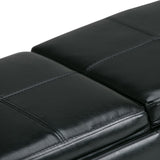 Hearth and Haven Seraphine Upholstered Faux Leather Ottoman with 3 Flip Over Trays and Large Storage B136P158109 Black