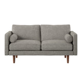 Homelegance By Top-Line Jeriah Mid-Century Tapered Leg Loveseat with Pillows Grey Polyester