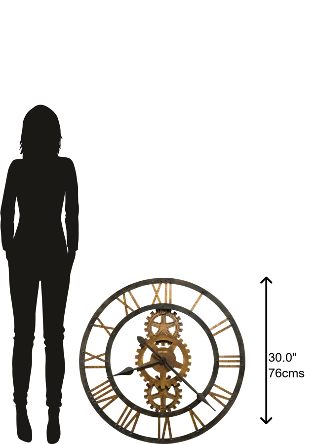 Hekman Furniture 625517 Crosby Metal Wall Clock - 30-inch Industrial Design With Roman Numerals And Gears Metal Crosby Wall Clock 625517