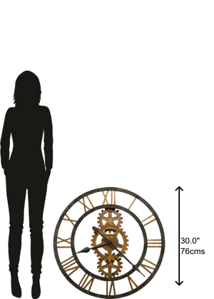 Hekman Furniture 625517 Crosby Metal Wall Clock - 30-inch Industrial Design With Roman Numerals And Gears Metal Crosby Wall Clock 625517