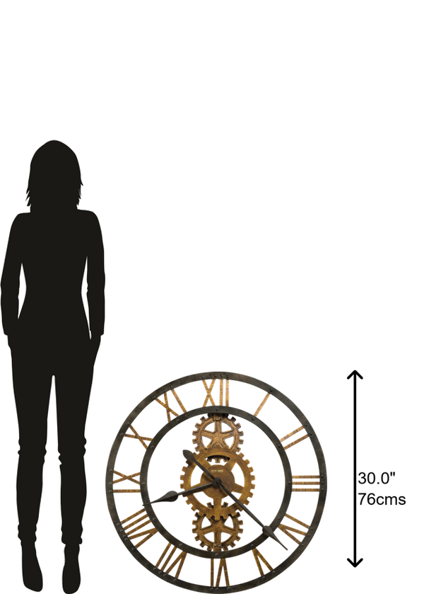 Hekman Furniture 625517 Crosby Metal Wall Clock - 30-inch Industrial Design With Roman Numerals And Gears Metal Crosby Wall Clock 625517