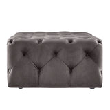 Homelegance By Top-Line Pietro Rectangular Tufted Ottoman with Casters Dark Grey Velvet