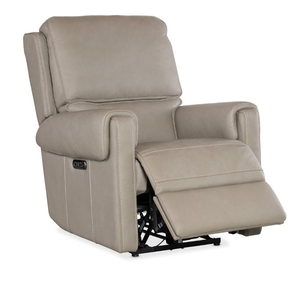 Hooker Furniture Somers Power Recliner Featuring Zero-Gravity Recline, Adjustable Headrest, Nubuck Leather, Usb Port Light Gray SS718-PHZ1-090