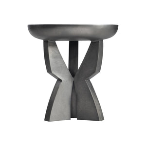 Bernhardt Bernhardt Cast Aluminum Mazo Side Table — 24" Basin Top, Black Nickel Finish, Sculptural Modern Accent (97) 328400