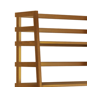 English Elm Acadian Ladder Shelf Bookcase - Handcrafted Solid Wood With 5 Wide Shelves In Light Golden Brown Finish B136P158276