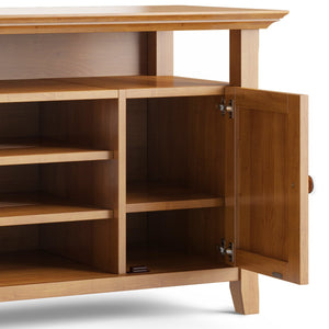 English Elm Amherst 54-Inch Solid Wood Tv Media Stand - Light Golden Brown, Charming Design & Ample Storage B136P158342